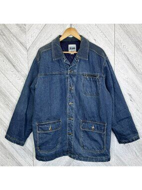 VTG Lawman Endurance Jeans Denim Chore Barn Jacket Corduroy Collar Lined Mens L